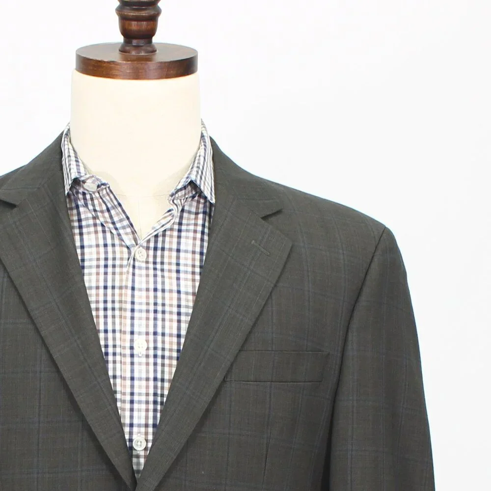 Michael Kors 38R Brown Blazer Sport Coat Jacket 2-Button Check Y237